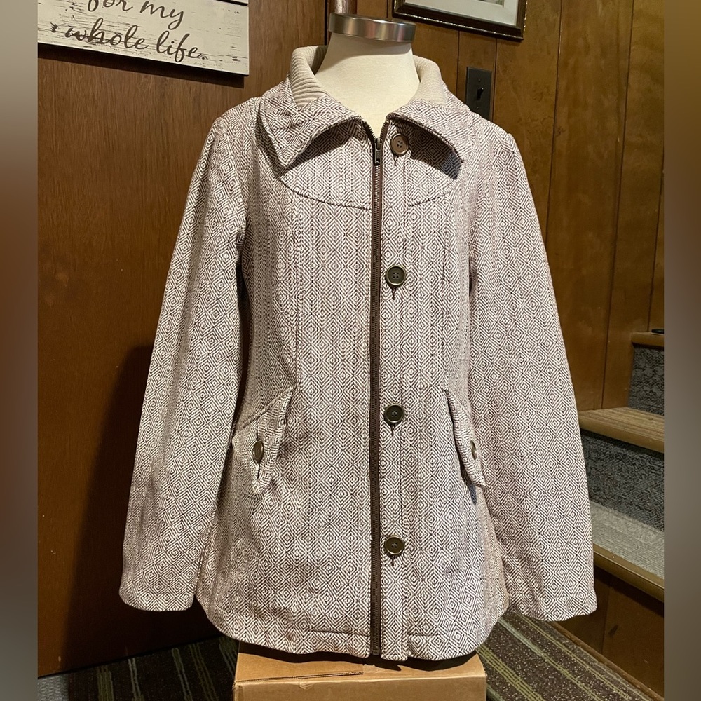 Anthropologie Tulle Coat Size L Lined ZipFront - Picture 11 of 14